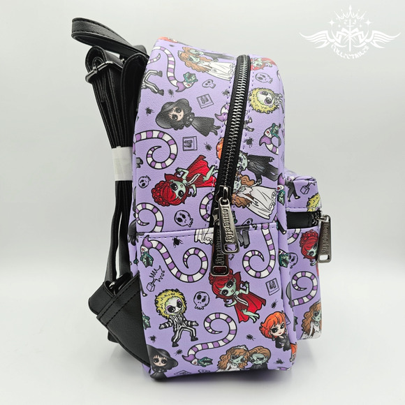 Loungefly Beetlejuice Lydia Adam Chibi Characters Purple Mini Backpack Bag New - Picture 4 of 8